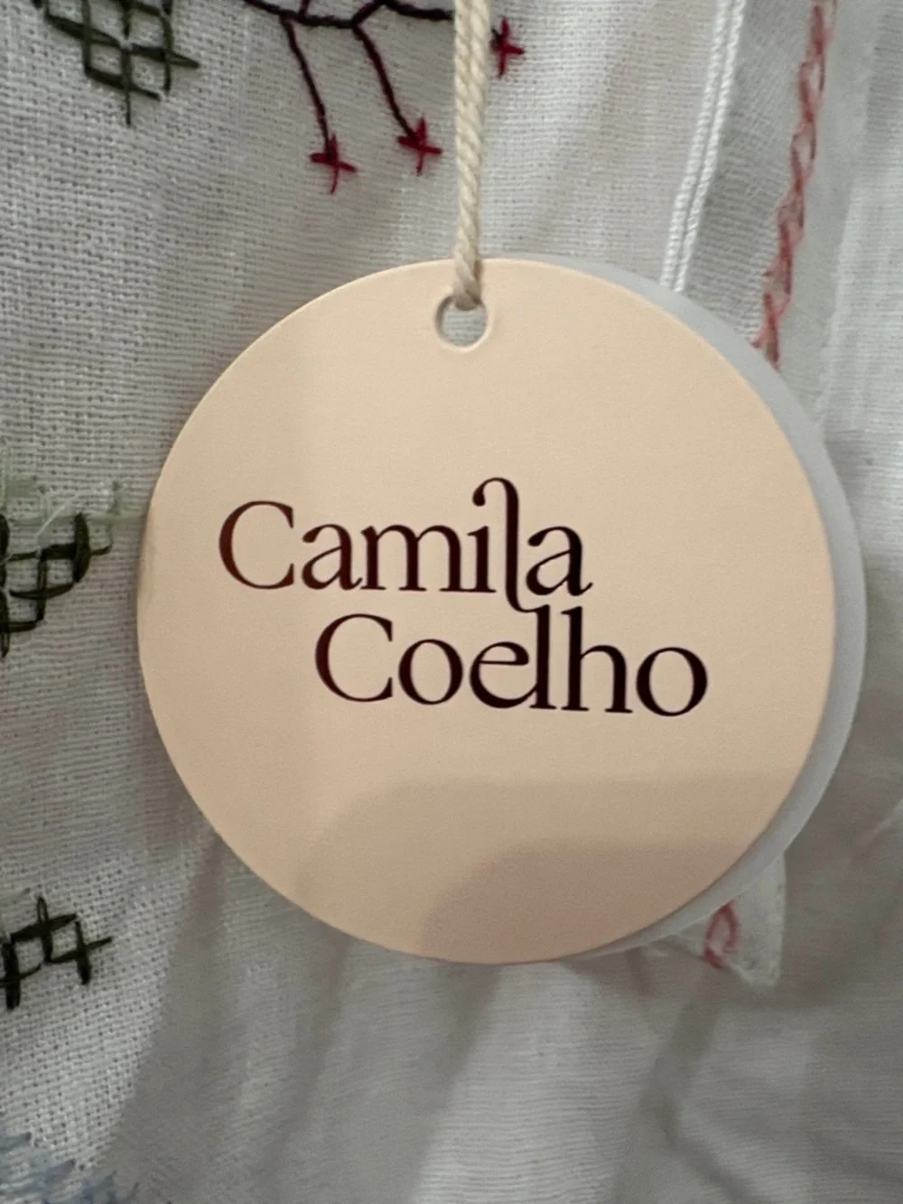 Camila Coelho ivory Maxi Dress with  pink and green Embroidery set - Picture 6 of 6